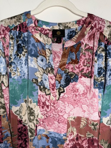 JM Collection Women XL Blouse Floral Multicolor Polyester Long Sleeve Top - Picture 5 of 7