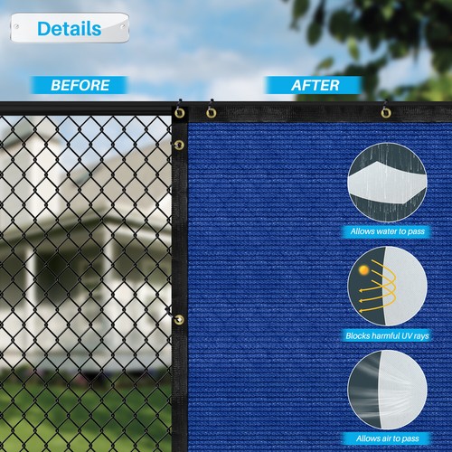 15 ft Tall Privacy Fence Screen Windscreen Blue Shade Cover 240 GSM Fabric Tarp - Picture 6 of 7
