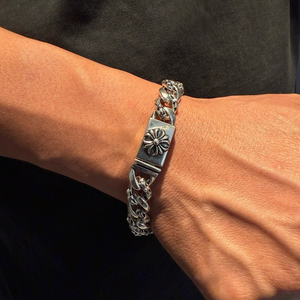 Skull Bracelet, Silver Curb Chain, Skull Toggle Clasp, Punk