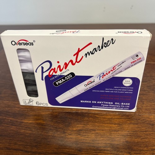 (4 Boxes) Overseas PMA-520 Paint Markers Permanent Oil-Based, Black & White - Picture 2 of 7