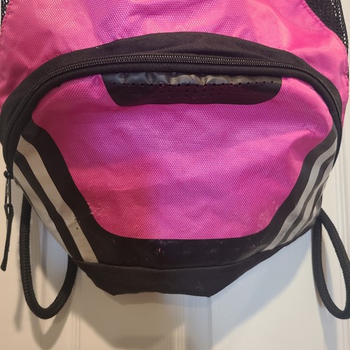 Adidas Backpack Sackpack Drawstring Sports Gym Bag Pink Black Gray Training - Picture 4 of 9