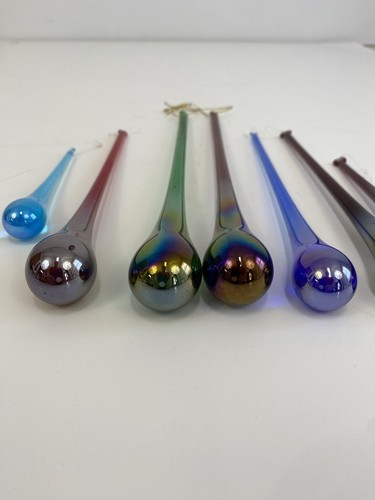 7 mundgeblasene Glas irisierende Träne Eiszapfen Ornamente Sonnenfänger 4,5”- 10” /ro - Bild 2 von 7
