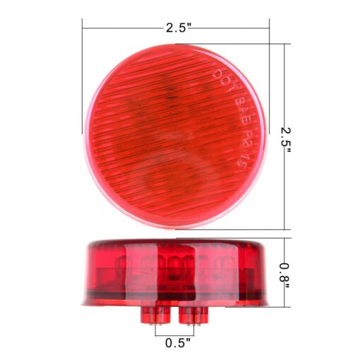 6x Red 2.5" Round 13 LED Truck Trailer Light Side Marker Clearance Lamp - Foto 5 di 7