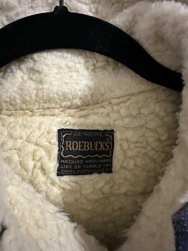 Vintage 60s 70s Genuine Sears, Roebuck Co Western Denim Sherpa Marlboro Jacket S - Picture 2 of 6