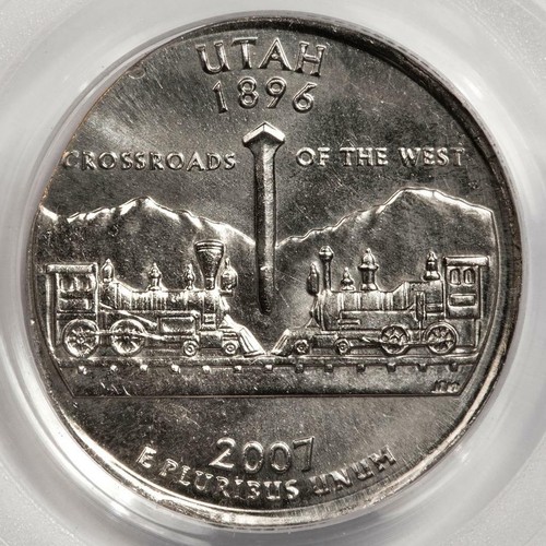 2007 D PCGS MS65 Struck On Elliptical Clip Planchet Utah Quarter Mint Error Rare - Picture 1 of 4