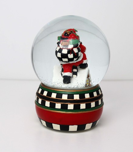 Mackenzie Childs Rooftop Musical Snow Globe "Here Comes Santa Claus" Belt Series - Picture 4 of 7