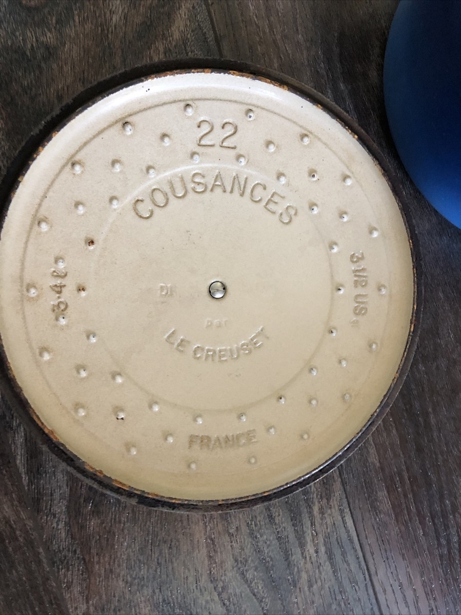 Cousances # 22 Cast Iron Enamel Dutch Oven Blue 9”d X 4