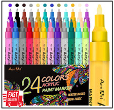 24 Colors Acrylic Paint Pens, Paint Markers for Rock Painting, Fine Point Acryli