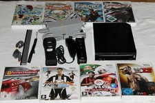 Nintendo Wii Schwarz Konsole+Remote Controller+Nunchuck+4 GRATIS SPIELE