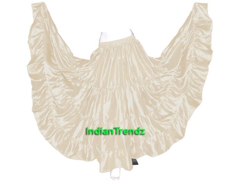 Satin 25 Yard Tiered Gypsy Skirt Belly Dance Tribal Ruffle Costume Jupe Flamenco - Picture 5 of 31