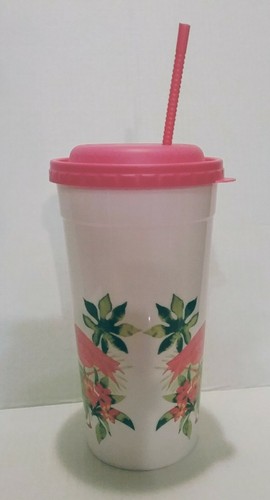 Tropical Party Plastic Jumbo Tumblers w/Lids & Straws 75oz Red, Pink, Teal, Blue - Picture 4 of 11