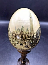 RTS DI GORSKI Russian WOODEN EGG St Mark's Venice Italy Piazza San Marco w/Stand