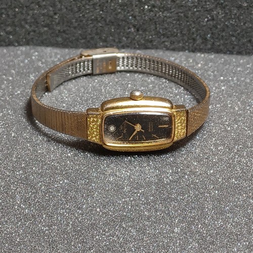 Vintage Waltham Diamant Quarz Damen Armbanduhr goldfarben funktioniert neue Batterie