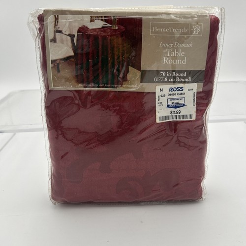 NOS Home Trends Table Cloth 70" Round Inch Spice Red Laney Damask - Picture 3 of 11