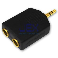 2-way Audio Headphone Splitter Male 3.5mm to Female 6.35mm 1/4" Stereo Jack GP