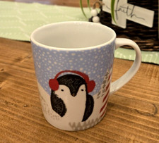 Starbucks 2016 Mug Cup Penguin Trees Ceramic 8oz. Christmas Holiday Collection