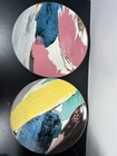 2 Piece Picasso Dinnerware Plate Collection Set Colorful 10in 2pc Pink Gold Blue