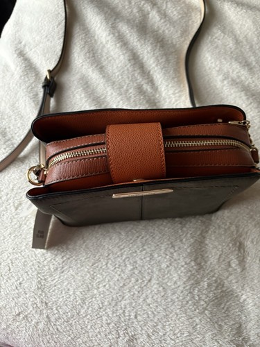 River Island Faux Suede Leather Crossbody Bag Khaki 9” x 6.4” x 3” NEW With Tags - Picture 7 of 9
