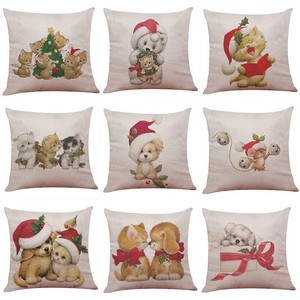 18" Christmas Cat Cotton Linen Pillow Case Throw Cushion Cover Home Décor 18" Christmas Cat Cotton Linen Pillow Case Throw Cushion Cover Home Décor