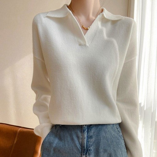Women's Lapel Pullover Women's Winter Cashmere Sweater Knitted Sweater