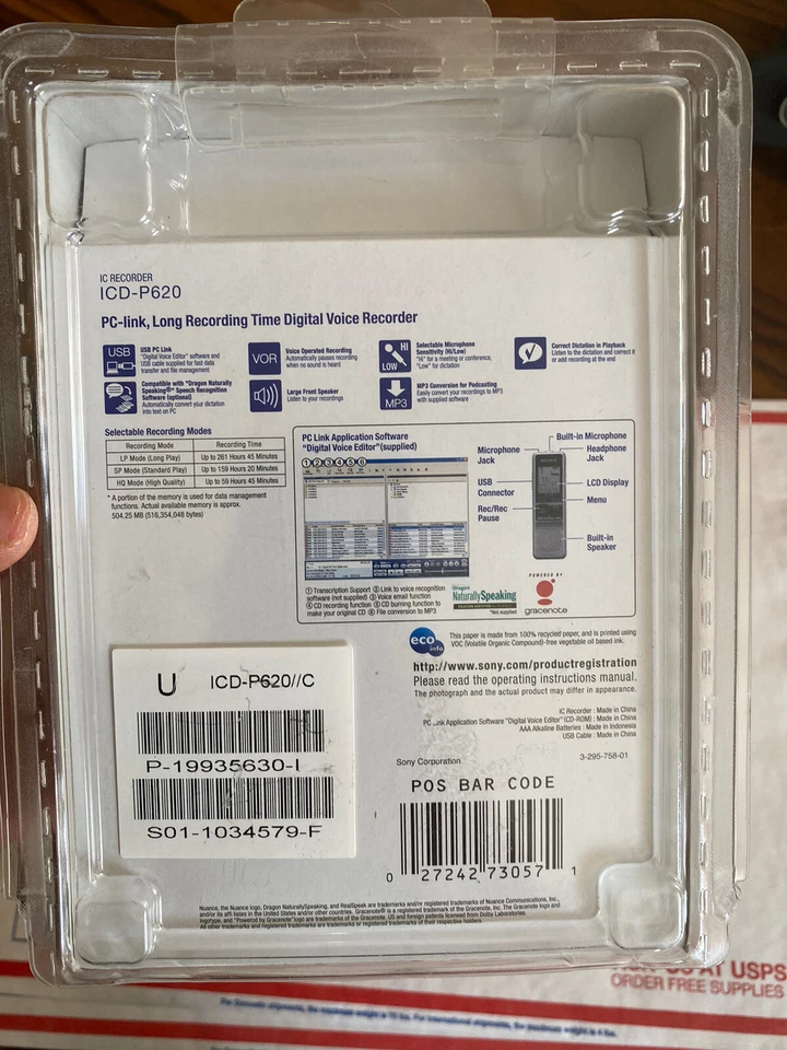 Sony icd-p620 handheld USB digital voice recorder  - Image 4 of 4