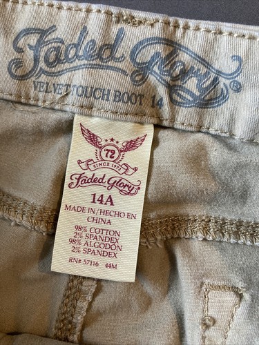 Faded Glory Jeans Velvet Touch Boot Damen hellbraune Hose Größe 14A - Bild 2 von 4