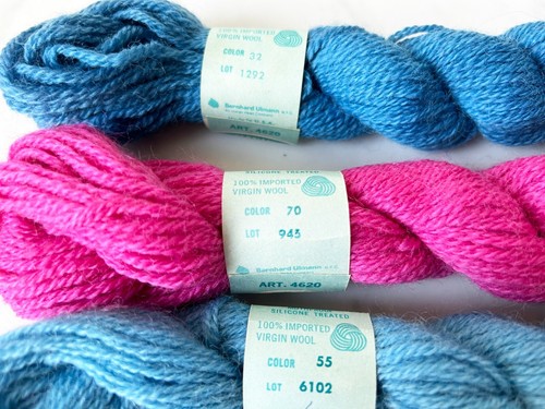Vintage Bucilla Persian Wool Yarn Needlepoint Crewel - Lot 3 Skeins Blue + Pink - Picture 4 of 4