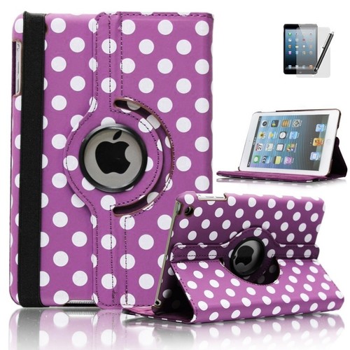 For iPad Mini 1/2/3 Shockproof 360 Rotating Dot Leather Smart Case/Screen Films - Picture 14 of 16