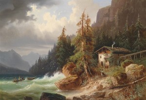 Great-oil-painting-nice-landscape-seascape-amp-ocean-waves-and-boat-by-beach