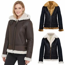 Fliegerlederjacke Damen aus Lammfell mit Kapuze - Palermo