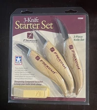 Flexcut Knife Starter Set High-Carbon Steel Blades With Ergonomic Wood Handles