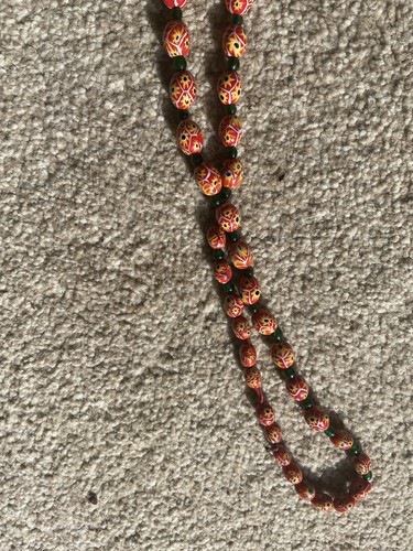 Murano Milfiori Glass Beaded Necklace mid century Red & Yellow Tone vintage - Bild 8 von 17