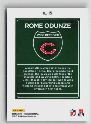 2024 Panini Donruss Rome Odunze RC Downtown #15 - Picture 2 of 2