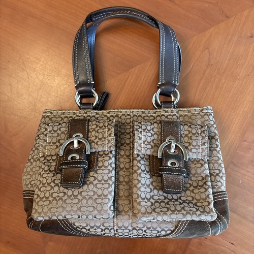 Bolso de Mano COACH SoHo Signature Monograma Lona y Gamuza Vintage Y2K Cartera + Cartera - Imagen 2 de 24