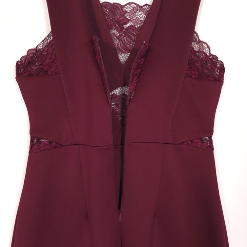 asos Women’s Dress Mini Lace A-Line Fit & Flare Sleeveless Lined Burgundy Size 8 - Picture 7 of 10