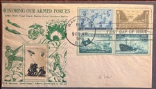 #939 FDC plus #934-936 Honoring the Armed Forces w/Crosby cachet some toning