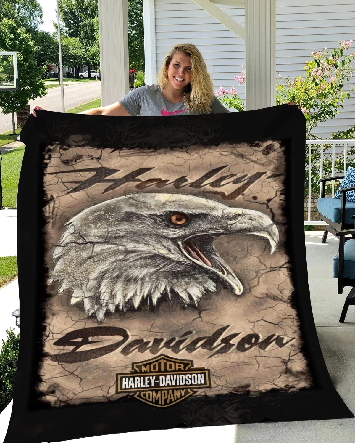 Haarleyy Davidson Rugged Eagle Blanket, Gift for Bikers