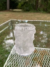 Curt Schlevogt 3.5" Vase Candle 1930s Frosted Glass DECO Cherubs Lalique-like