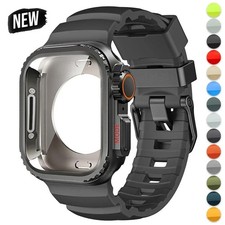 Silicone Sport Strap Metal Case For Apple Watch Ultra3 11 10 9 8 7 SE 49/46/45mm
