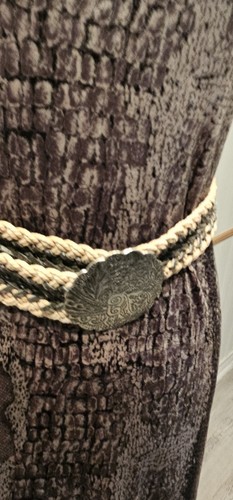 Vintage Gray Black Python Print Sleeveless Side Slit Maxi Dress with Belt M/L - Picture 12 of 23