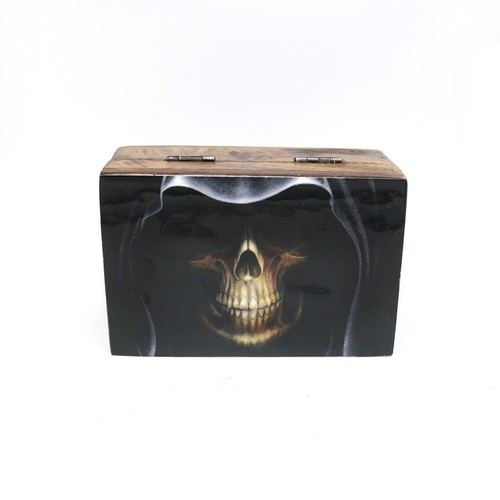 Caja de madera ligera Grim Reaper de 6"" x 4"" para joyería, memoria, salvia e incienso de almacenamiento - Imagen 3 de 6