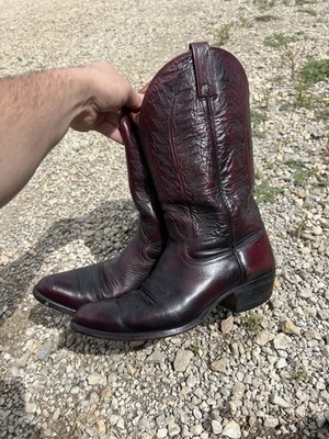 Beautiful 1980s Cats Paw Dark Cherry Western Cowboy Boots Men s 10D
