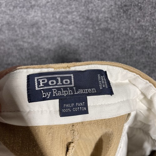 VINTAGE Polo Ralph Lauren Men's 39x30 Beige Corduroy Philip Pants Trousers 90s - Picture 13 of 20