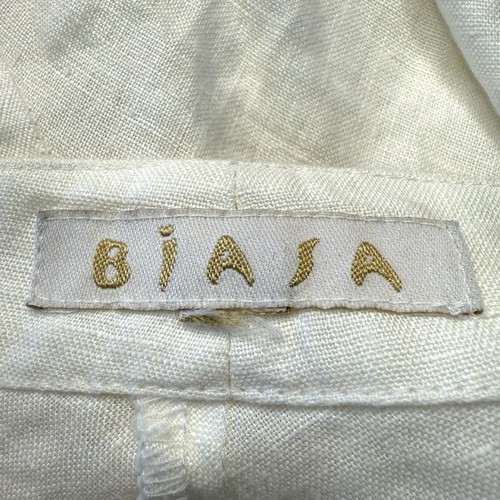 Biasa Size L 14 White Linen Wrap Front Linen Pants Indonesian Designer - Picture 10 of 14