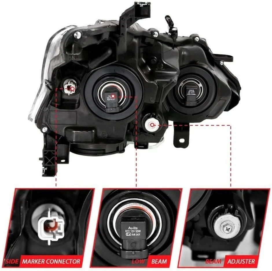 ANZO (121550 2013-2015 Nissan Altima Projector Headlight Chrome Amber - Image 3 of 4