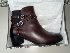 Moda In Pelle Milli Burgundy Pyramid Stud Mid Heel REAL LEATHER Ankle Boots