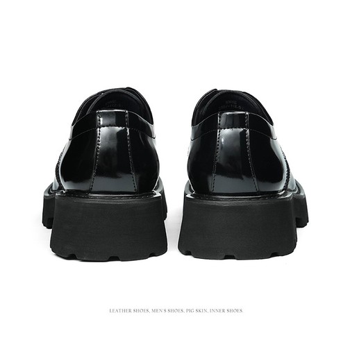 Mens Round Toe Leather Shoes Brogue British Business Dress Cowhide Office Shoes - Foto 10 di 26