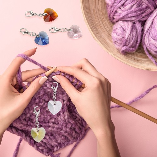 10 Pcs Stitch Marker, Heart Stitch Markers for Crocheting, Red - Bild 5 von 7