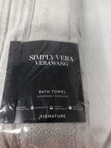 Toalla de baño Simply Vera Wang Signature lujosamente de gran tamaño 100 % algodón plateado - Imagen 3 de 4