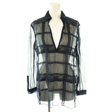 Womens Valentino VALENTINO Long Sleeve Shirt Lace Sheer Skipper Pullover Navy CX